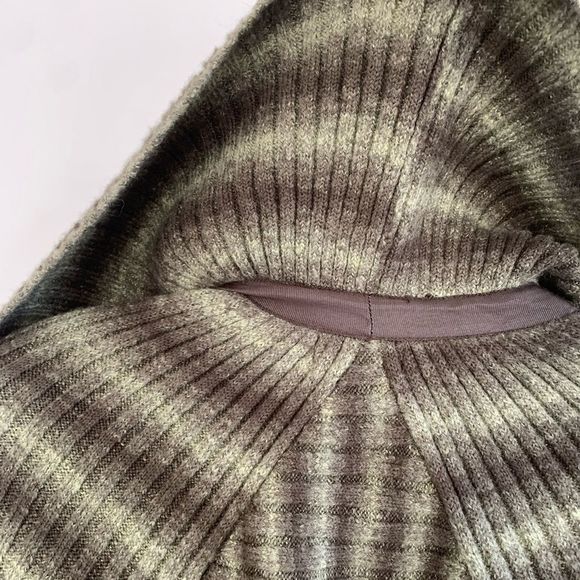 Spanner | Green & Grey Striped Long Sleeve Wool Cardigan - Picture 7 of 7